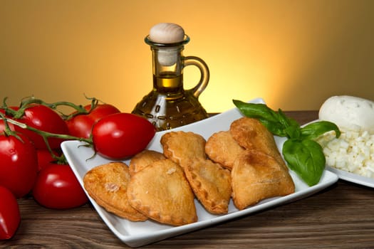 italian panzerotti with ingredients