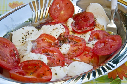 classic italian caprese salad with tomatoes and mozzarella