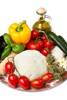 ingredients for homemade pizza  with vegetables