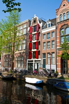 Amsterdam canals and typical houses