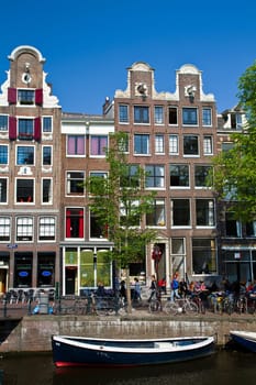 Amsterdam canals and typical houses