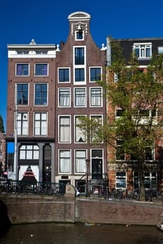 Amsterdam canals and typical houses