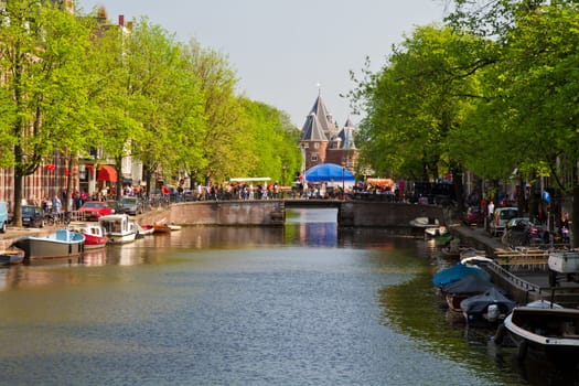 Amsterdam canals and typical houses