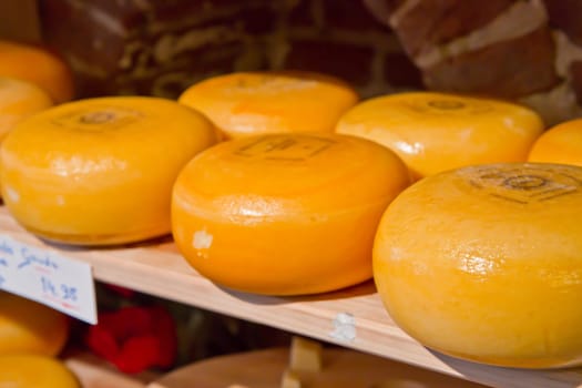 Cheese rounds - or wheels at a shop in Holland