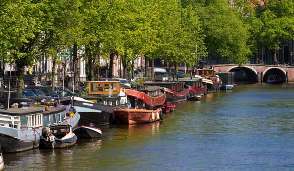 Amsterdam canals and typical houses
