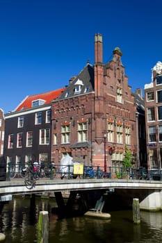 Amsterdam canals and typical houses