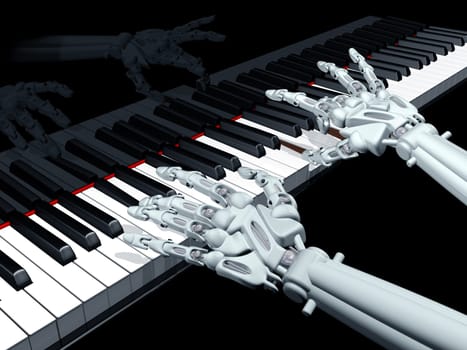 Illustration of a robot playing a grand piano