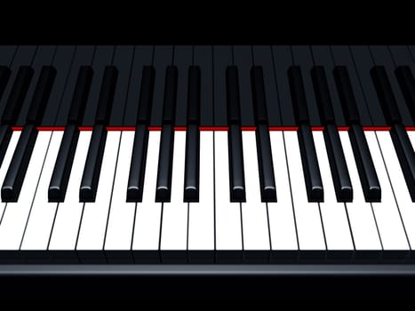 Close up illustration of piano keys being reflected