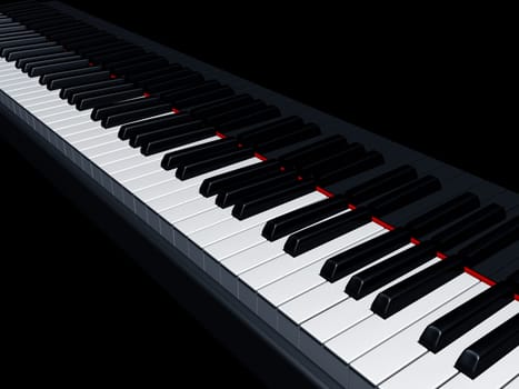 Illustration of a piano reflecting the keys