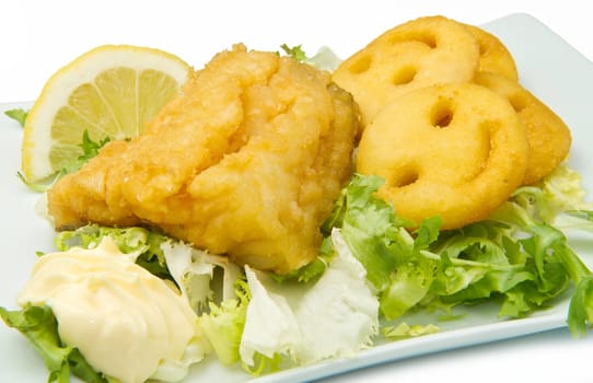 Fried cod fillets with chips