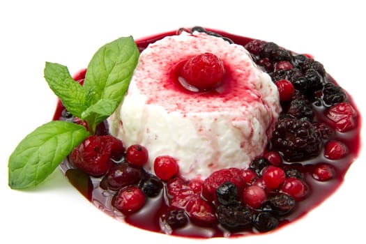 italian panna cotta dessert with fresh berries