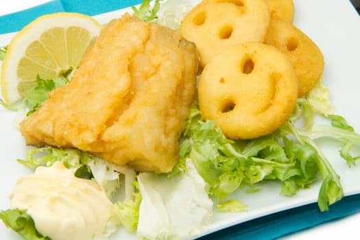 Fried cod fillets with chips
