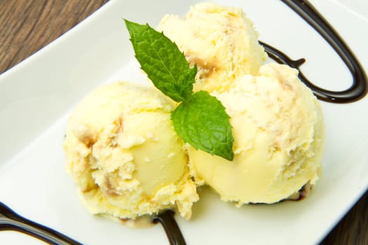 Ice cream with Chocolate decoration