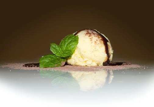 Ice cream with Chocolate decoration