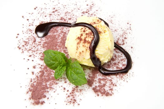 Ice cream with Chocolate decoration