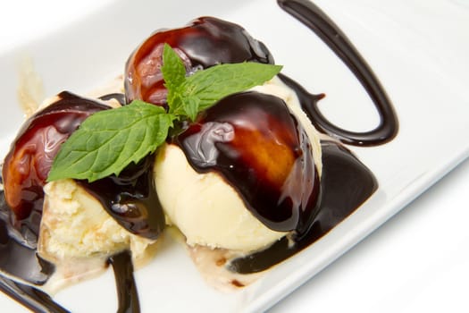 Ice cream with Chocolate topping