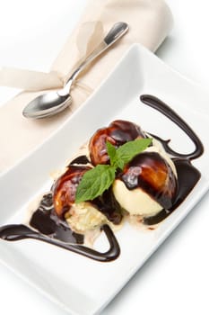 Ice cream with Chocolate topping