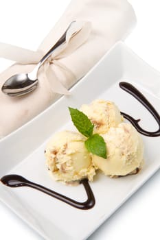 Ice cream with Chocolate decoration