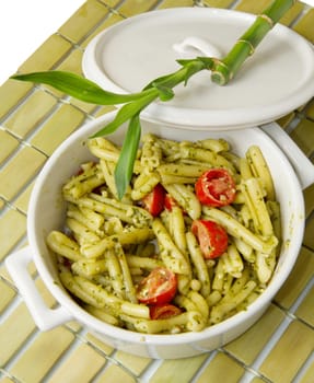 italian pasta with pesto sauce