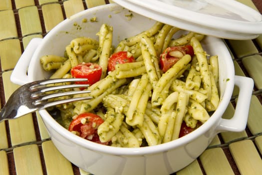 italian pasta with pesto sauce