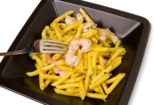 italian pasta with saffron and shrimp