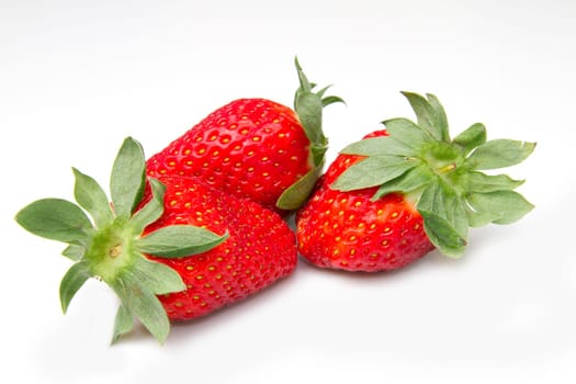 fresh strawberries isolated on white background