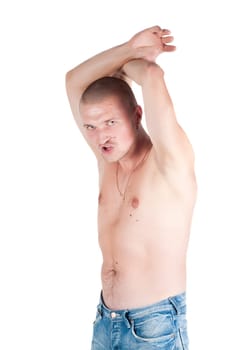 Studio shot of man isolated on white