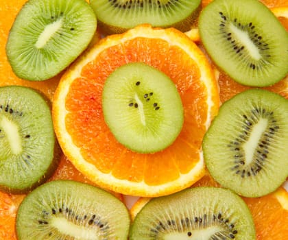 mixed fruit with orange, kiwi and strawberry