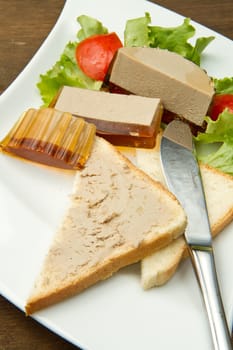 fresh patè with tomatoes and salad