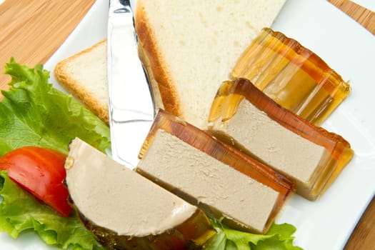 fresh patè with tomatoes and salad