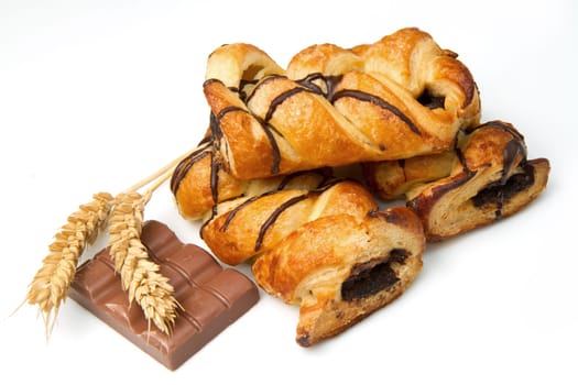 chocolate bun isolated on white background