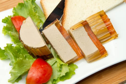 fresh patè with tomatoes and salad
