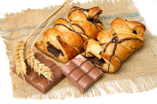 chocolate bun isolated on white background