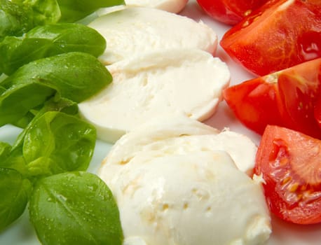 Italian flag made wit Tomato Mozzarella and Basil