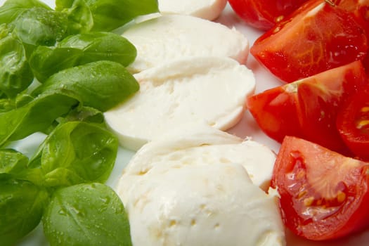 Italian flag made wit Tomato Mozzarella and Basil