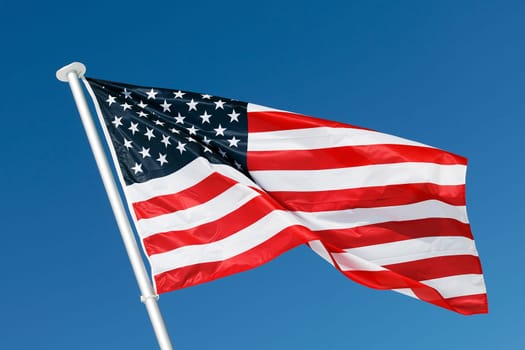 USA banner in blue sky in summer