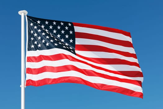 USA banner in blue sky in summer