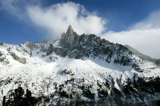 Dru pick, famous alps mountain near Chamonix, France