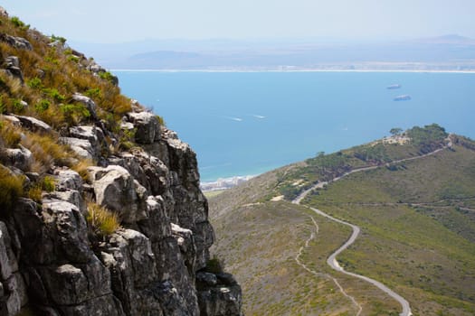 The View from Lions Head in Cape Town onto Signal Hill and the Sea