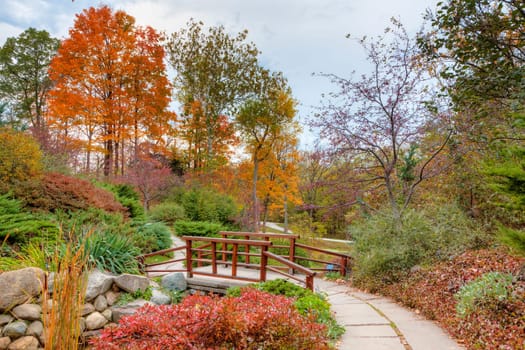 Beautiful fall scenery in the one of the city parks in Indianapolis, Indiana