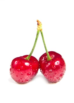 Sweet cherry isolated on white