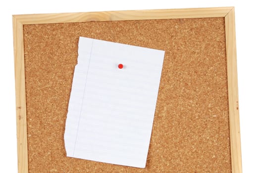 Blank sheet of paper on pin board