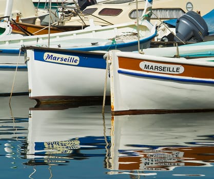 Typical fishing boats in Marseille in the South of France