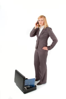 Young woman with briefcase and folder