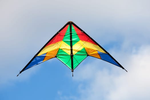 Nice kite flying colors against the blue sky