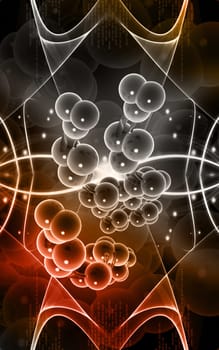 Digital illustration DNA structure in colour background