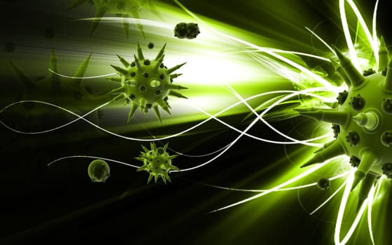 Digital illustration of Flu virus in colour background