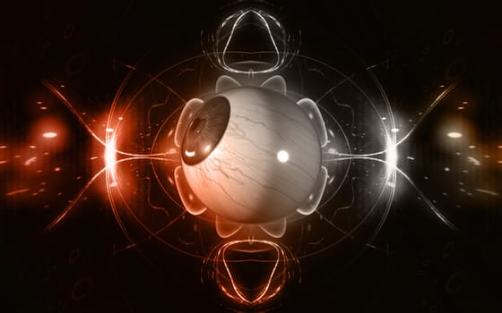 Digital illustration of eye in colour background