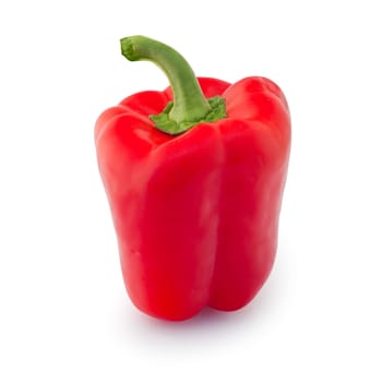 A red  bell pepper shot on white.