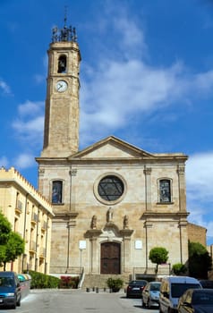 Badalona Barcelona Spain - Santa Maria Church, neoclassical facade attributed to Rogent